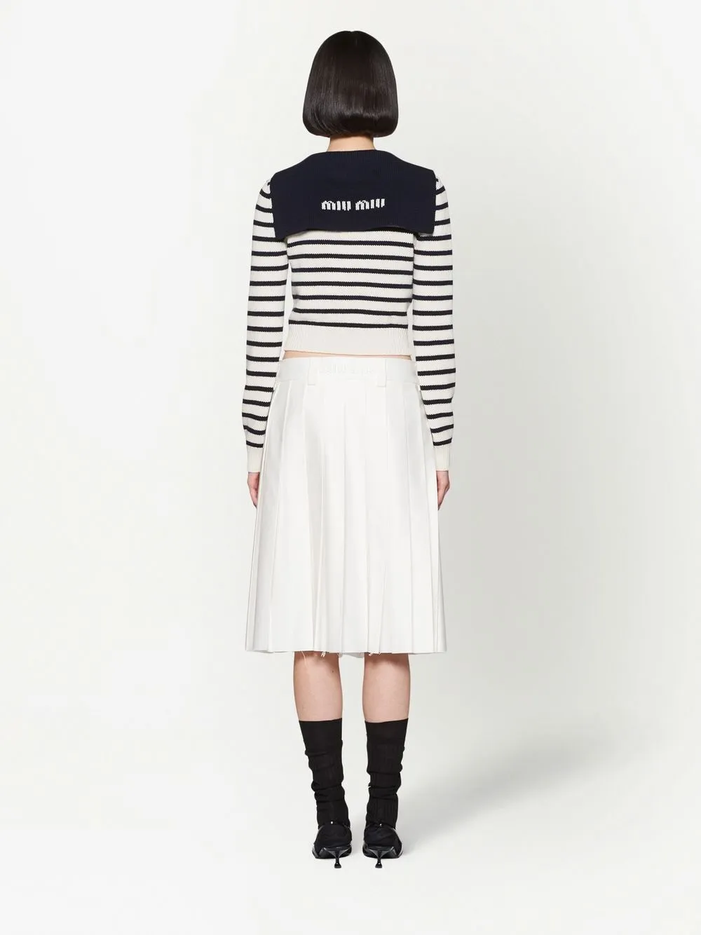 striped cashmere spread-collar cardigan