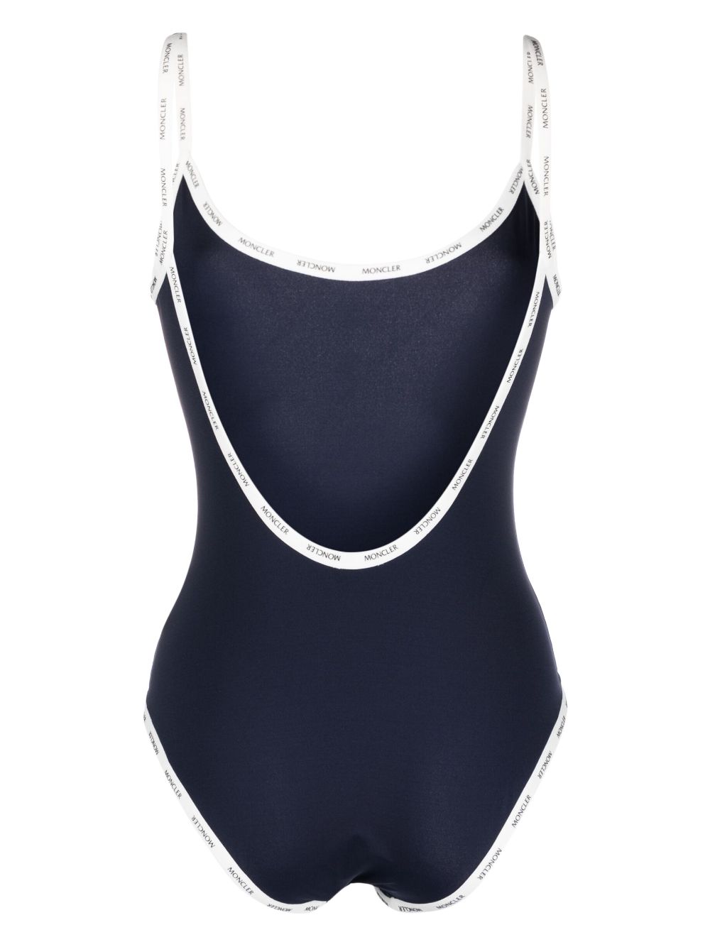Shop Moncler Logo-tape Swimsuit In Blue