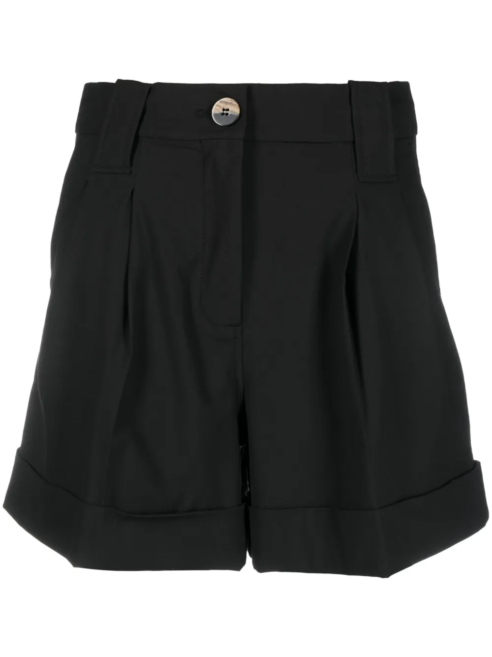 Ganni Drapey Melange Shorts In Schwarz