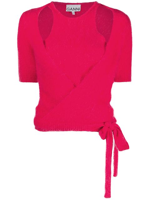 GANNI short-sleeve knitted top