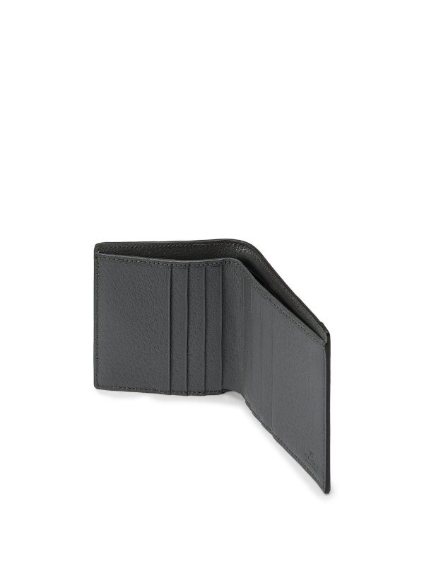 GUCCI Canvas Plain Leather Folding Wallet Logo Long Wallets