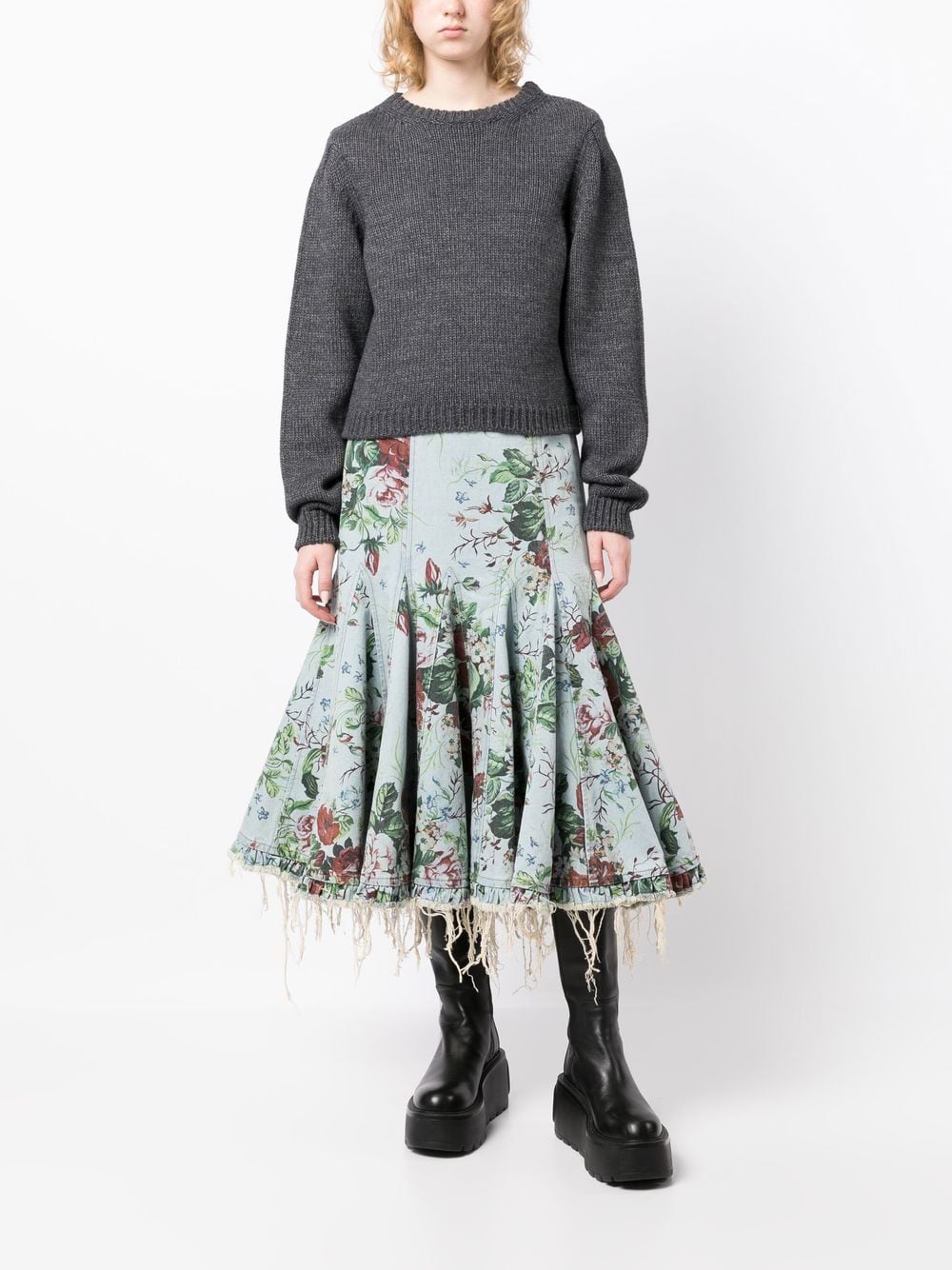 Molly Goddard Rok met bloemenprint - Blauw