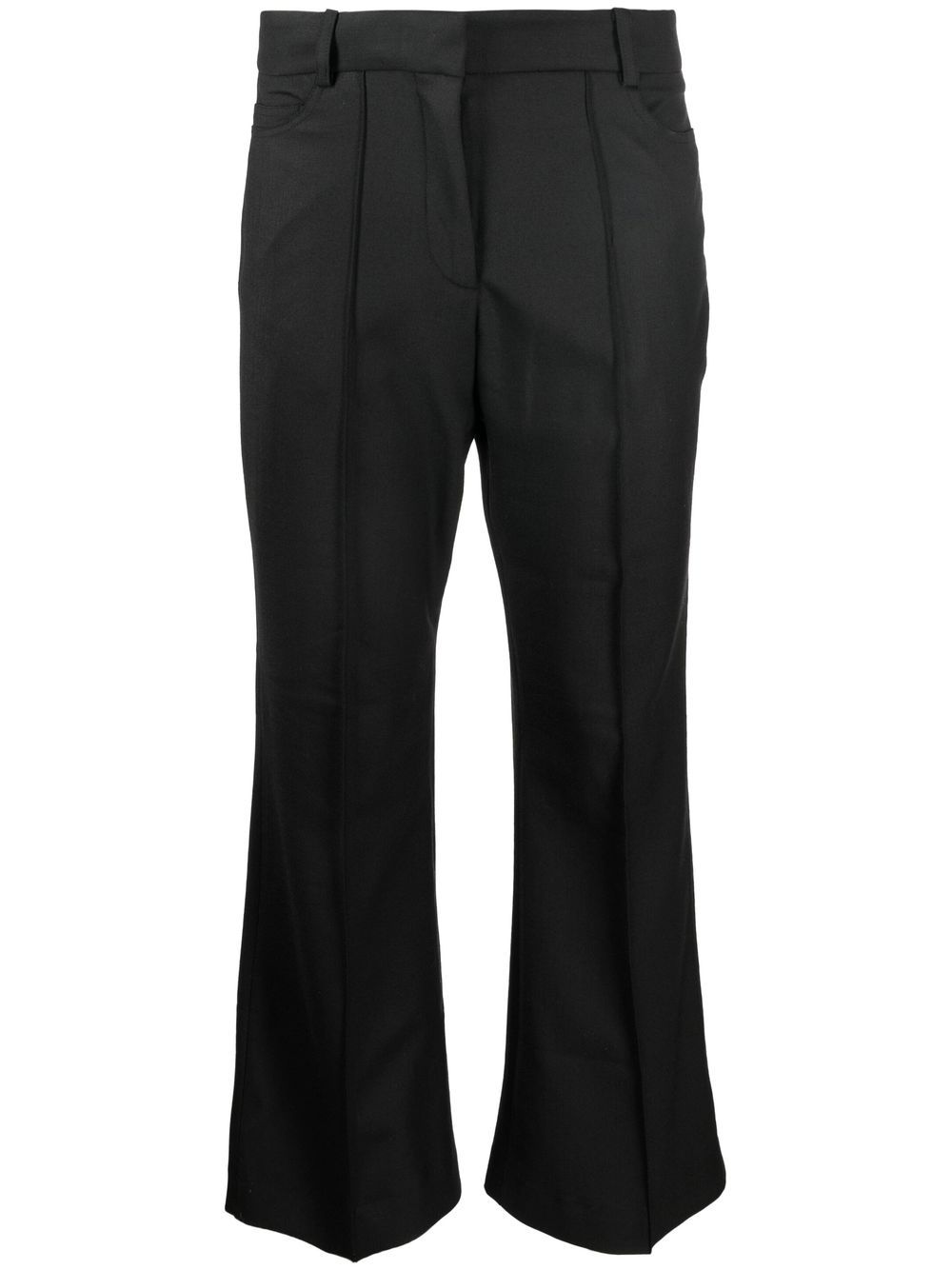 Shop Rokh Cropped Flared Trousers In Black