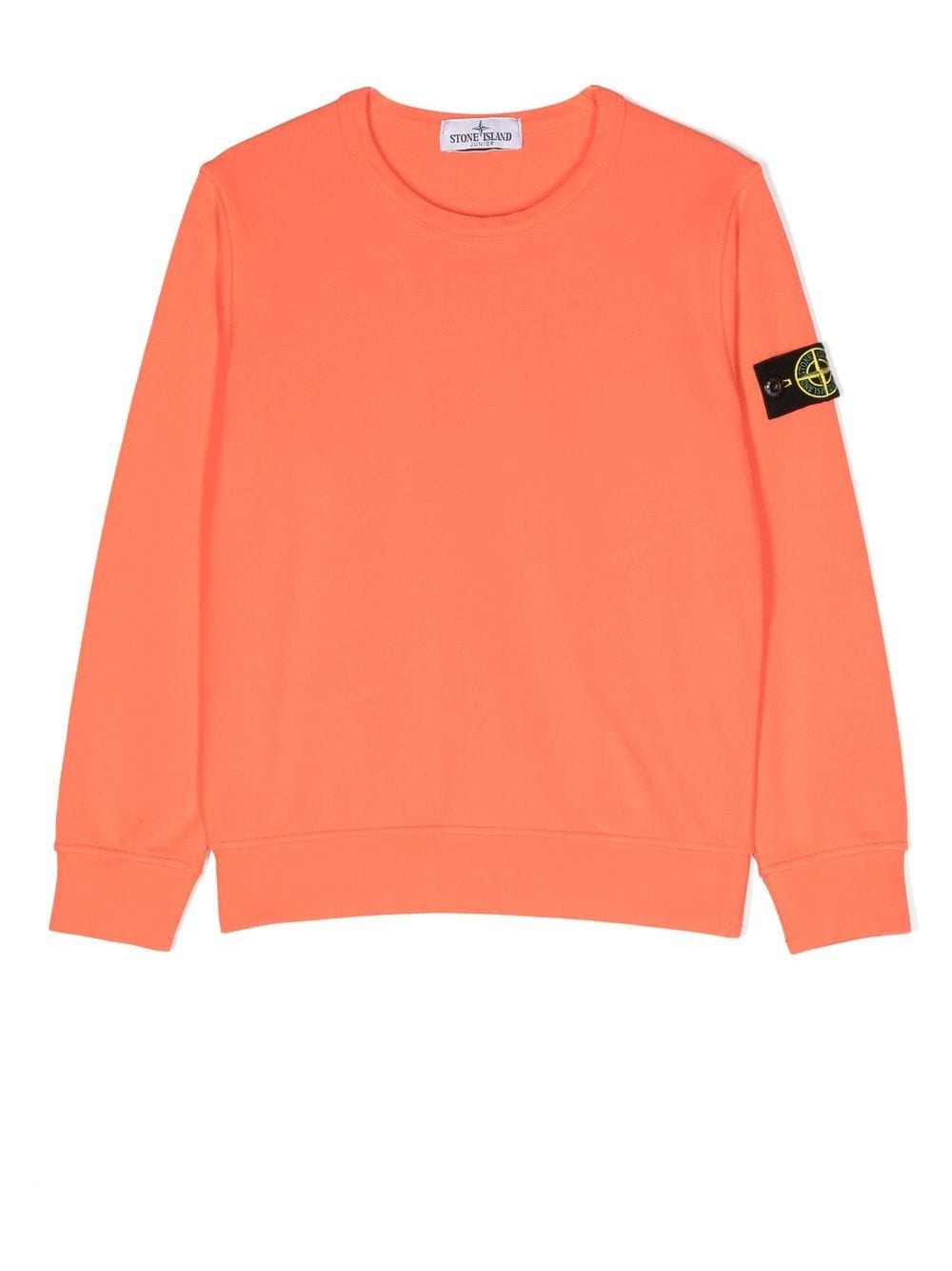Stone Island Junior Kids' Logo-patch Long-sleeve Sweatshirt In Orange