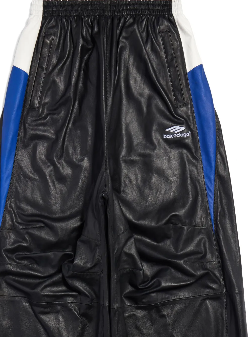 Shop Balenciaga 3b Sports Icon Leather Track Pants In Black