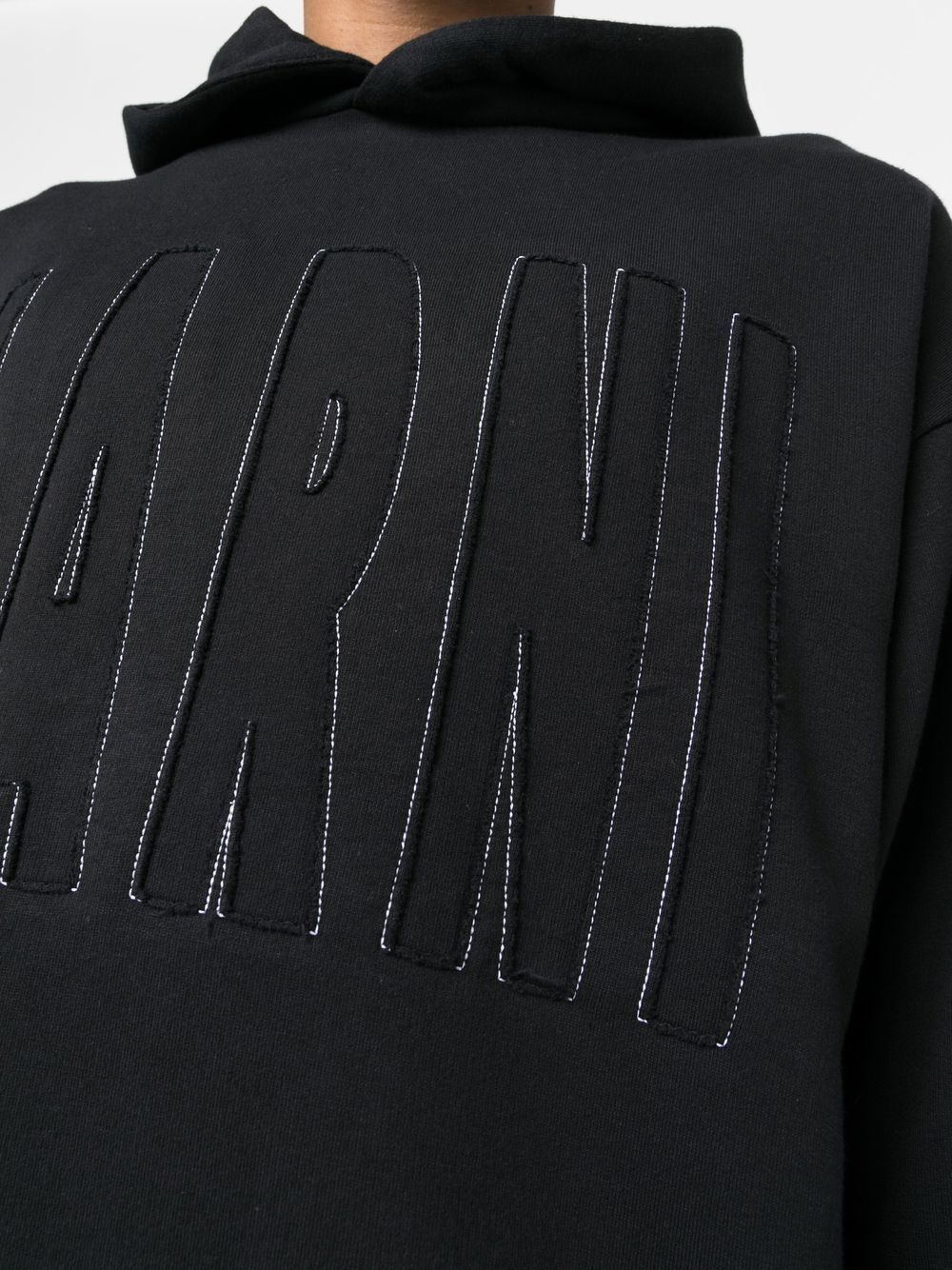 Shop Marni Appliqué Logo Long-sleeve Hoodie In 黑色