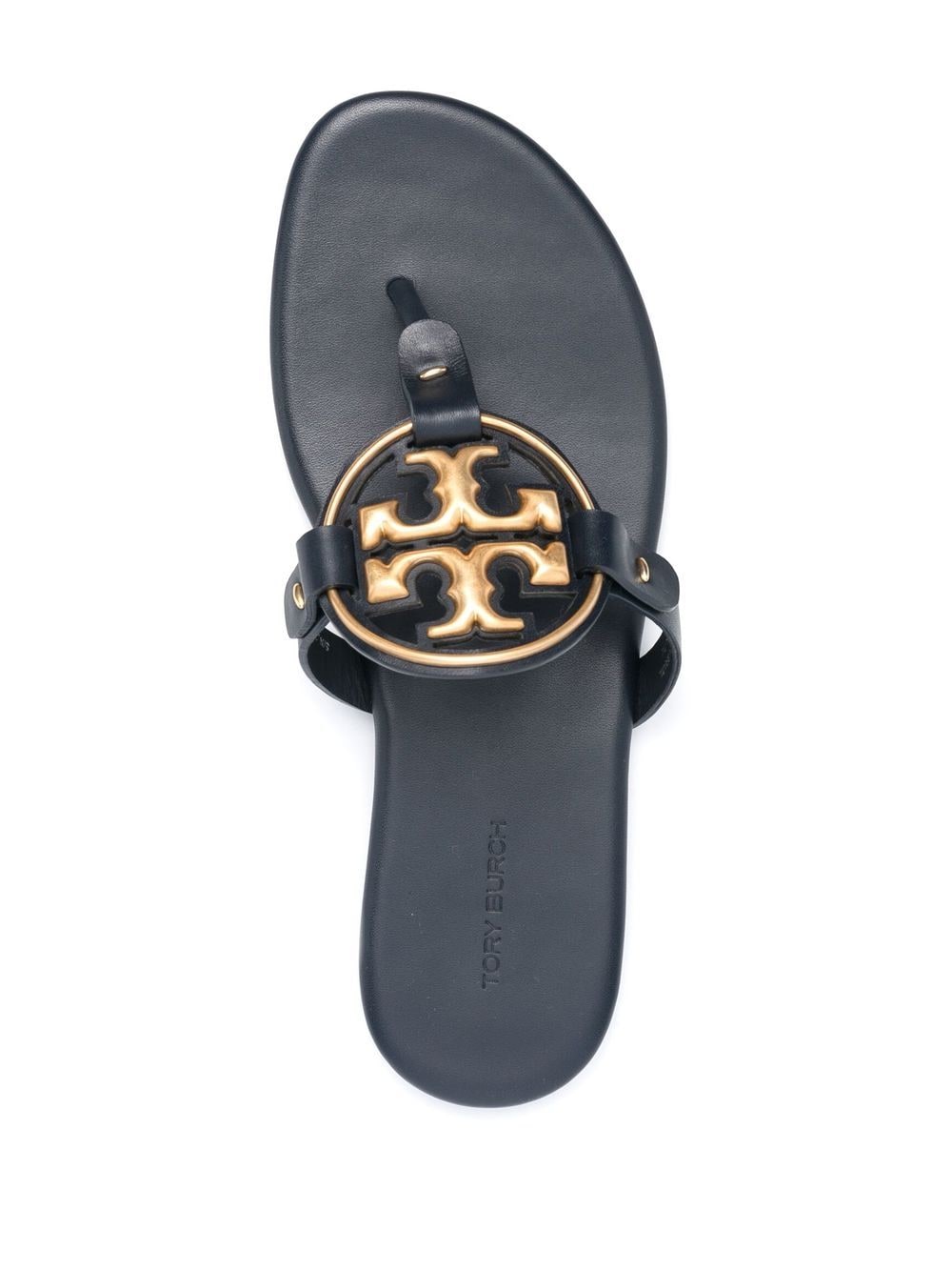 Shop Tory Burch Logo-plaque Open-toe Slides In 蓝色