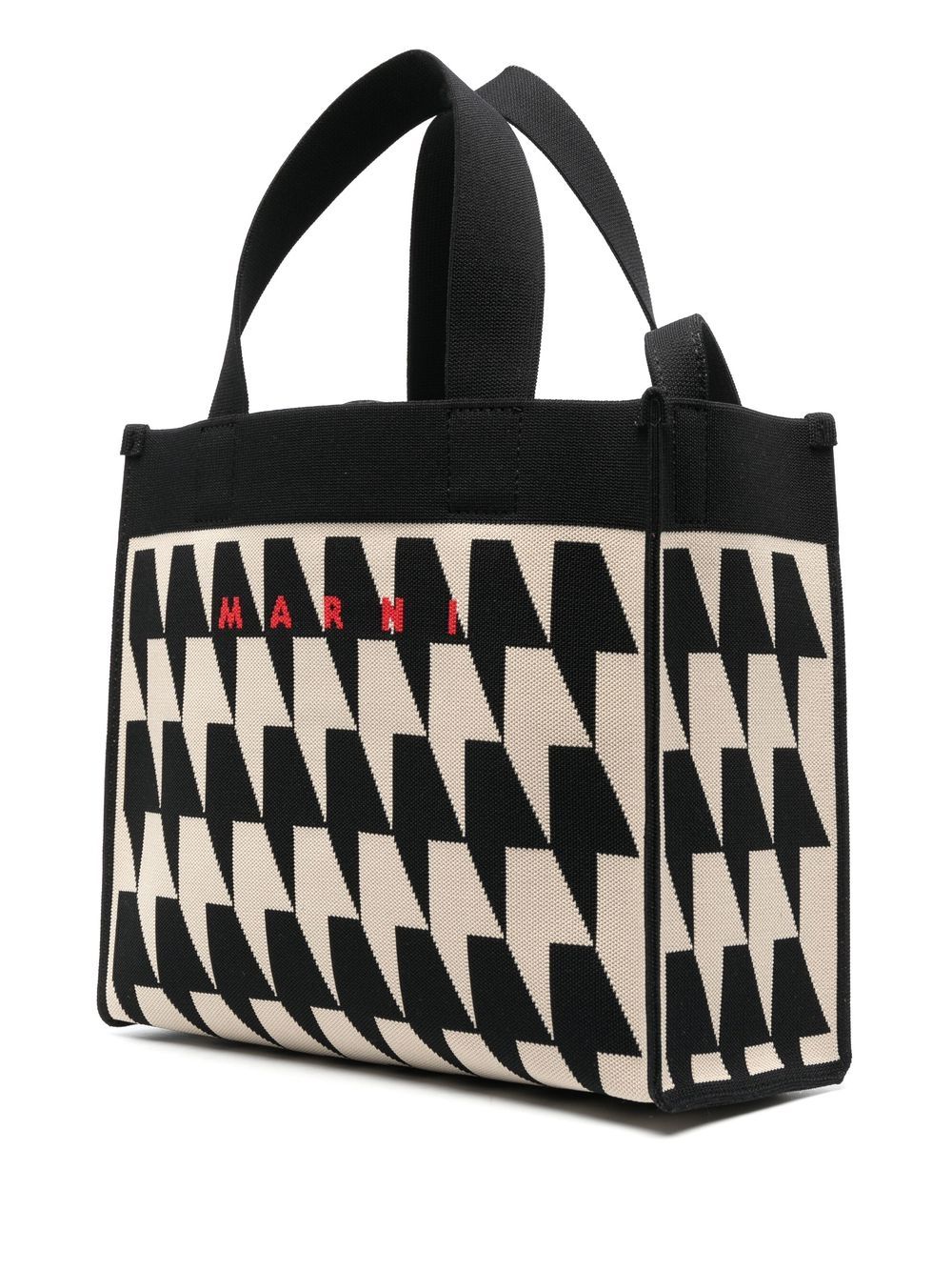Shop Marni Monogram-pattern Tote Bag In 黑色