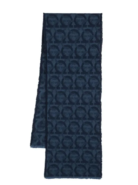 Ferragamo monogram-jacquard frayed-edge scarf