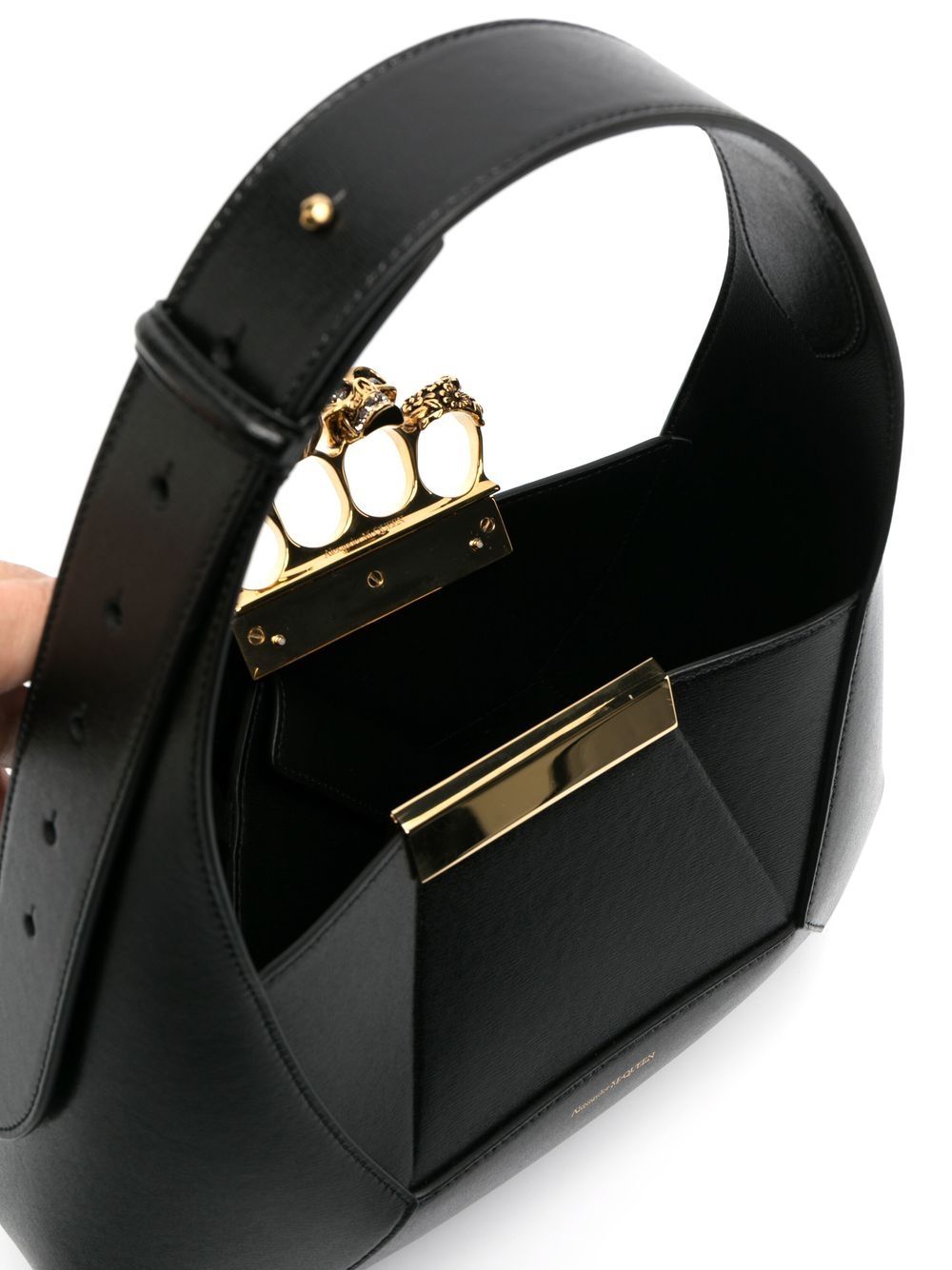 Shop Alexander Mcqueen The Jewelled Leather Tote Bag In Black