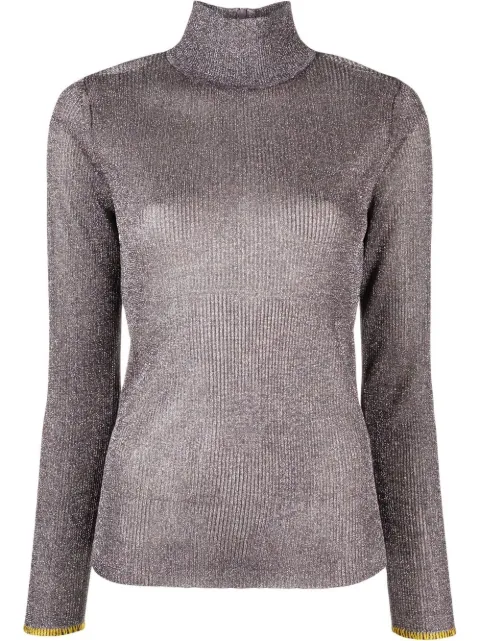 Tory Burch metallic-effect high neck jumper