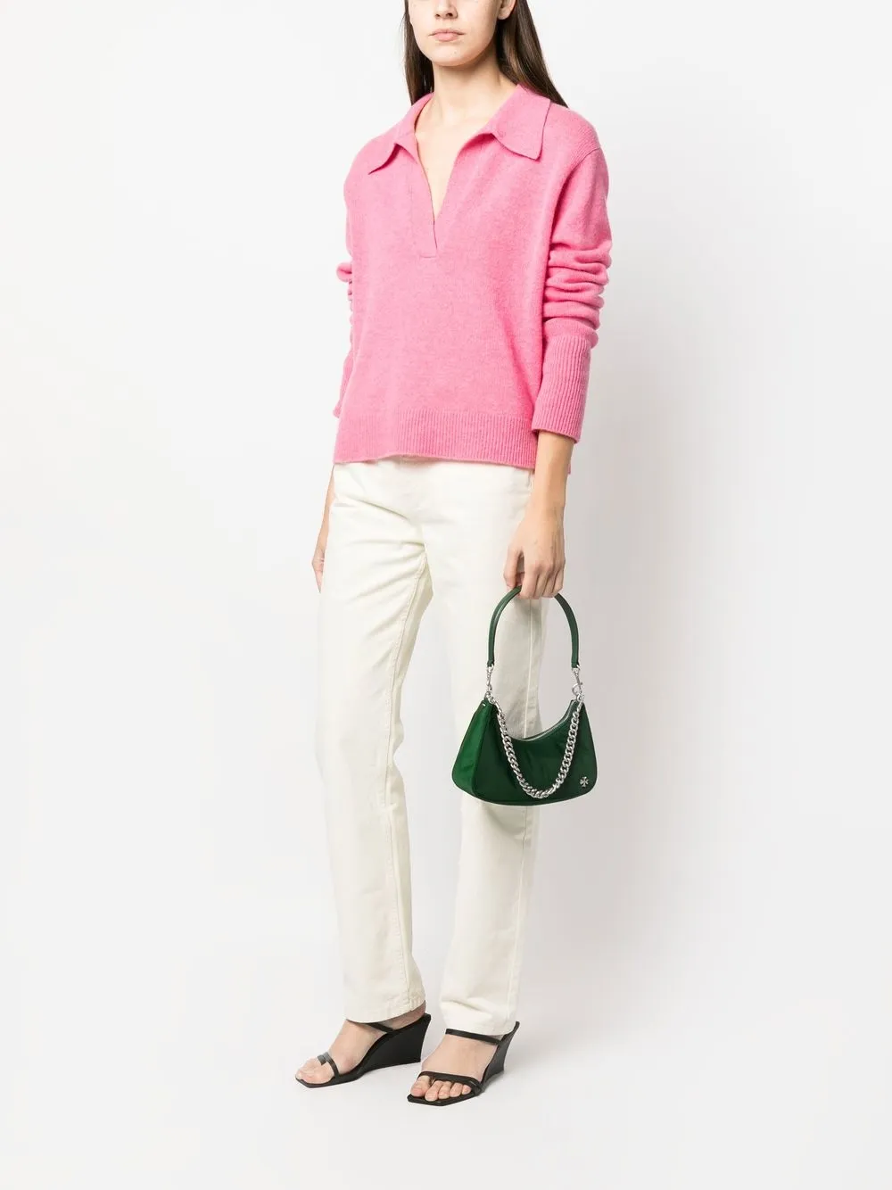 Tory Burch Shopper met logoplakkaat - Groen