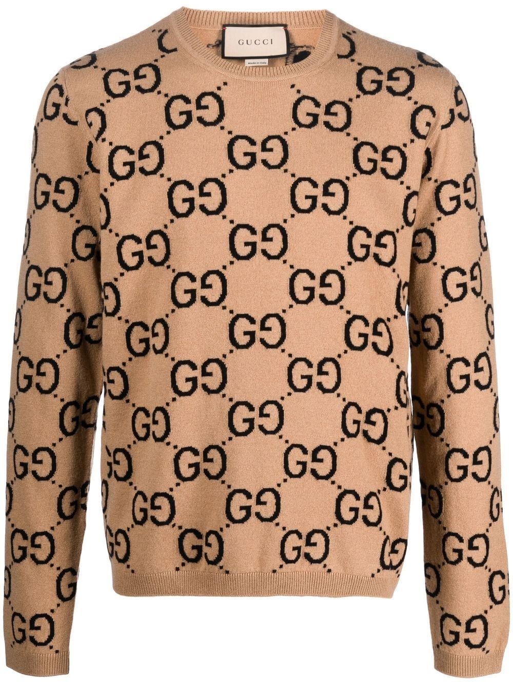 Shop Gucci Gg-monogram Wool Jumper In Neutrals
