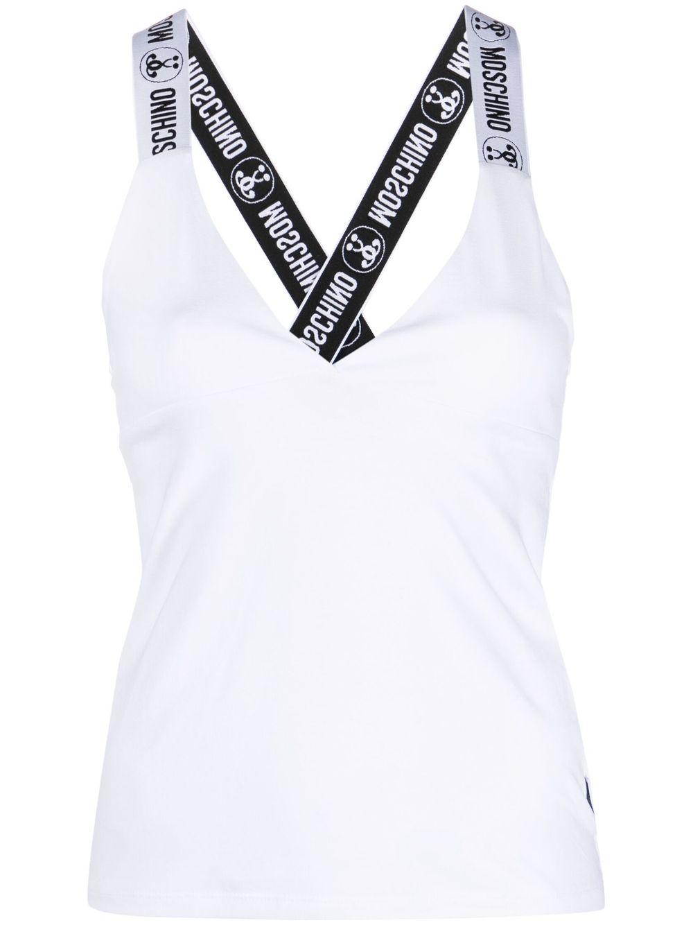 Moschino Logo-shoulder-strap Tank Top In White