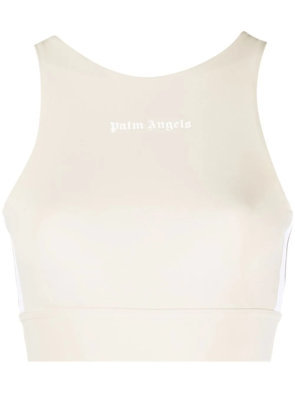 

Palm Angels logo-print cropped tank top - Neutrals