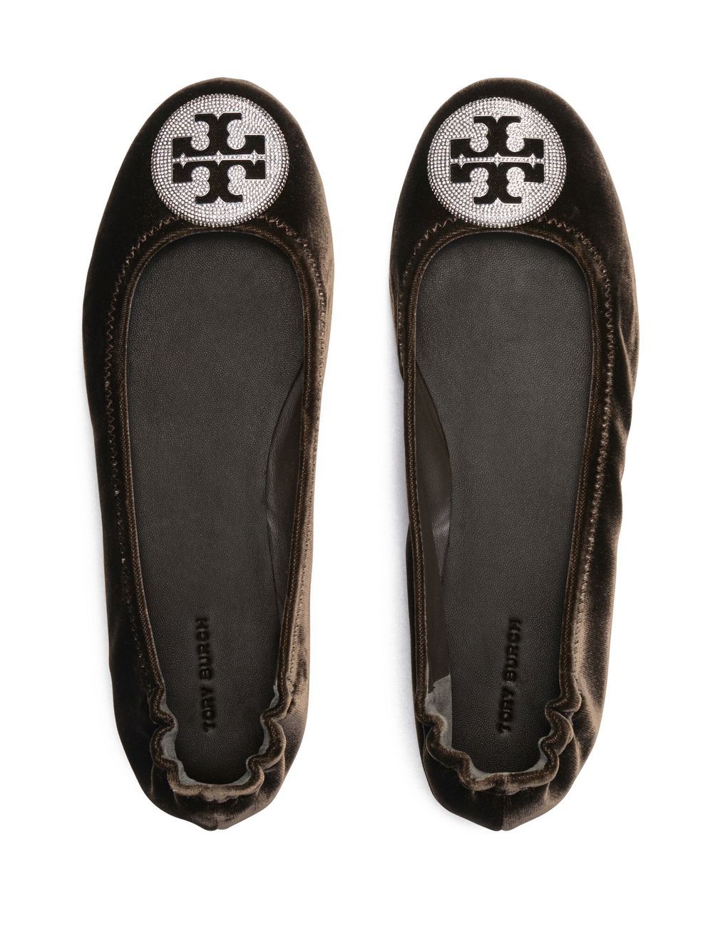 Tory Burch, Shoes, Tory Burch Minnie Travel Ballet Flat With Pave Crystal  Logo