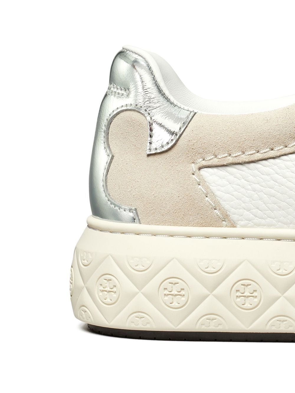 Tory Burch Ladubyg Low-top Sneakers In White/light Grey/silver | ModeSens