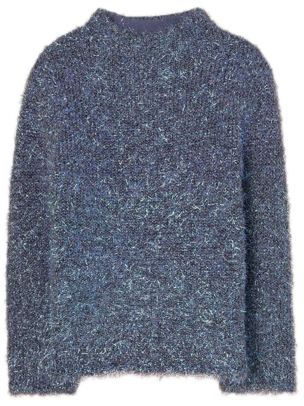 Tory Burch Tinsel Mockneck Sweater In Blue