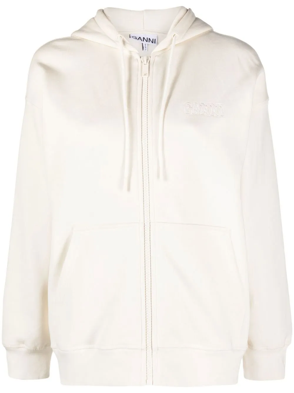 

GANNI embroidered-logo hoodie - Neutrals