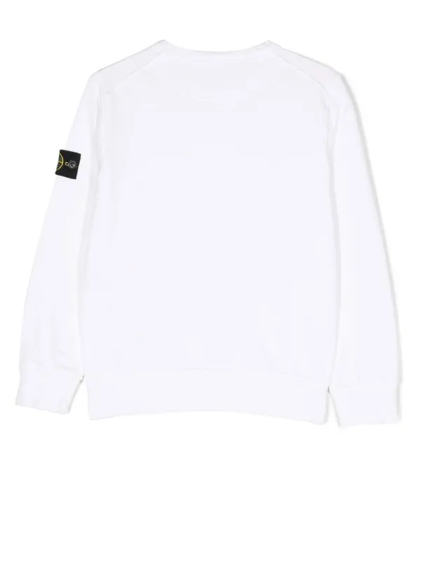 スウェット・トレーナー STONE  White Cotton Sweatshirt Stone Island Men's Garment Dyed Crew Sweatshirt in White