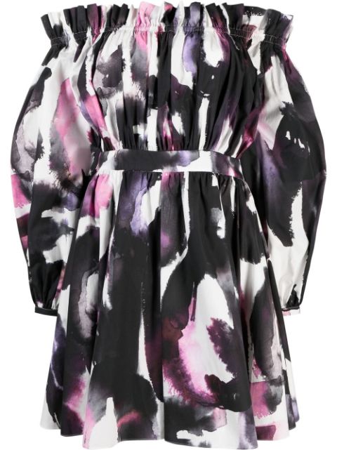 Alexander McQueen off-shoulder abstract-print minidress Women