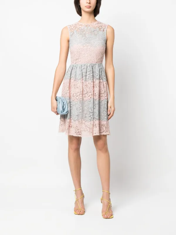 Valentino Garavani Pre-Owned 2000s colour-block Lace Dress | Pink | FARFETCH