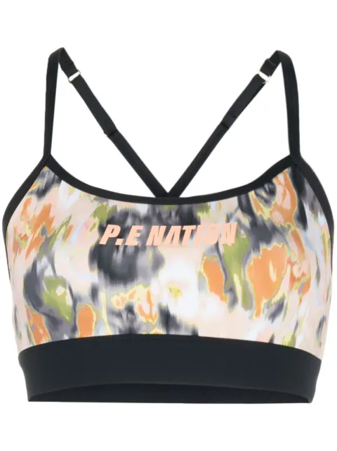 P.E Nation graphic-print scoop-neck sports bra