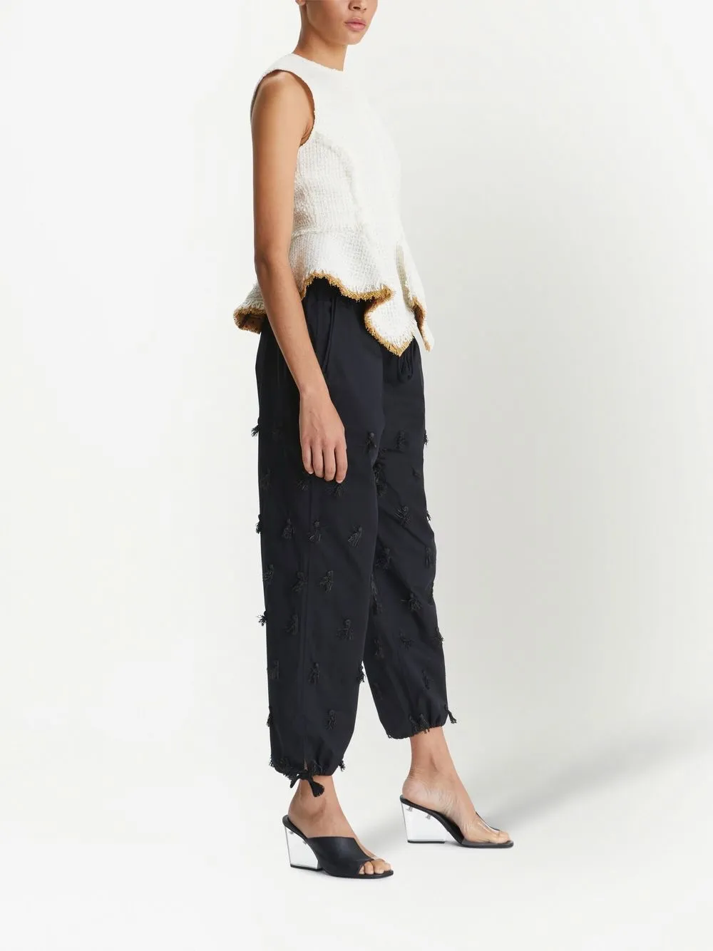 Tory Burch Sleeveless Tweed Peplum Top In Neutrals