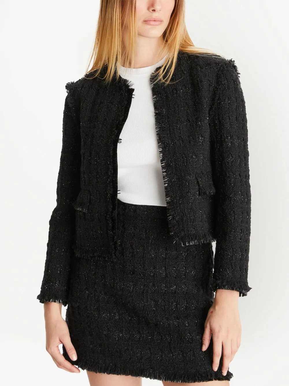 Tory Burch Tinsel Tweed Jacket In Black