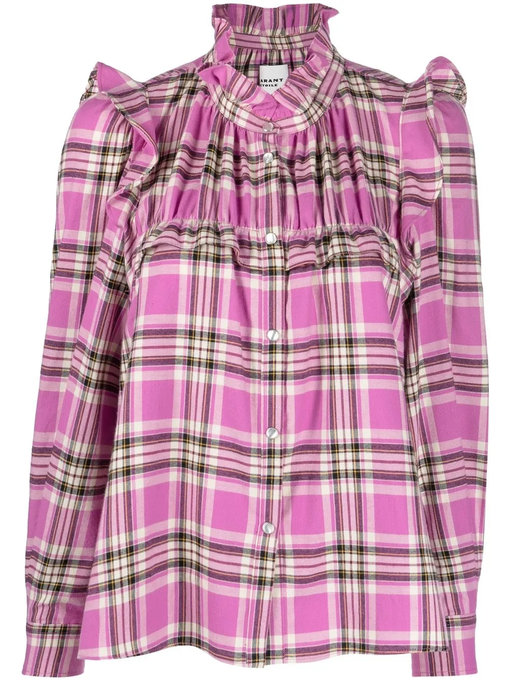 

Isabel Marant Étoile check-print ruched blouse - Pink