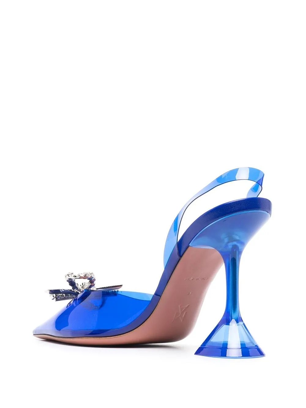 Amina Muaddi Blue Rosie 105 Crystal Singback Pumps In Blue
