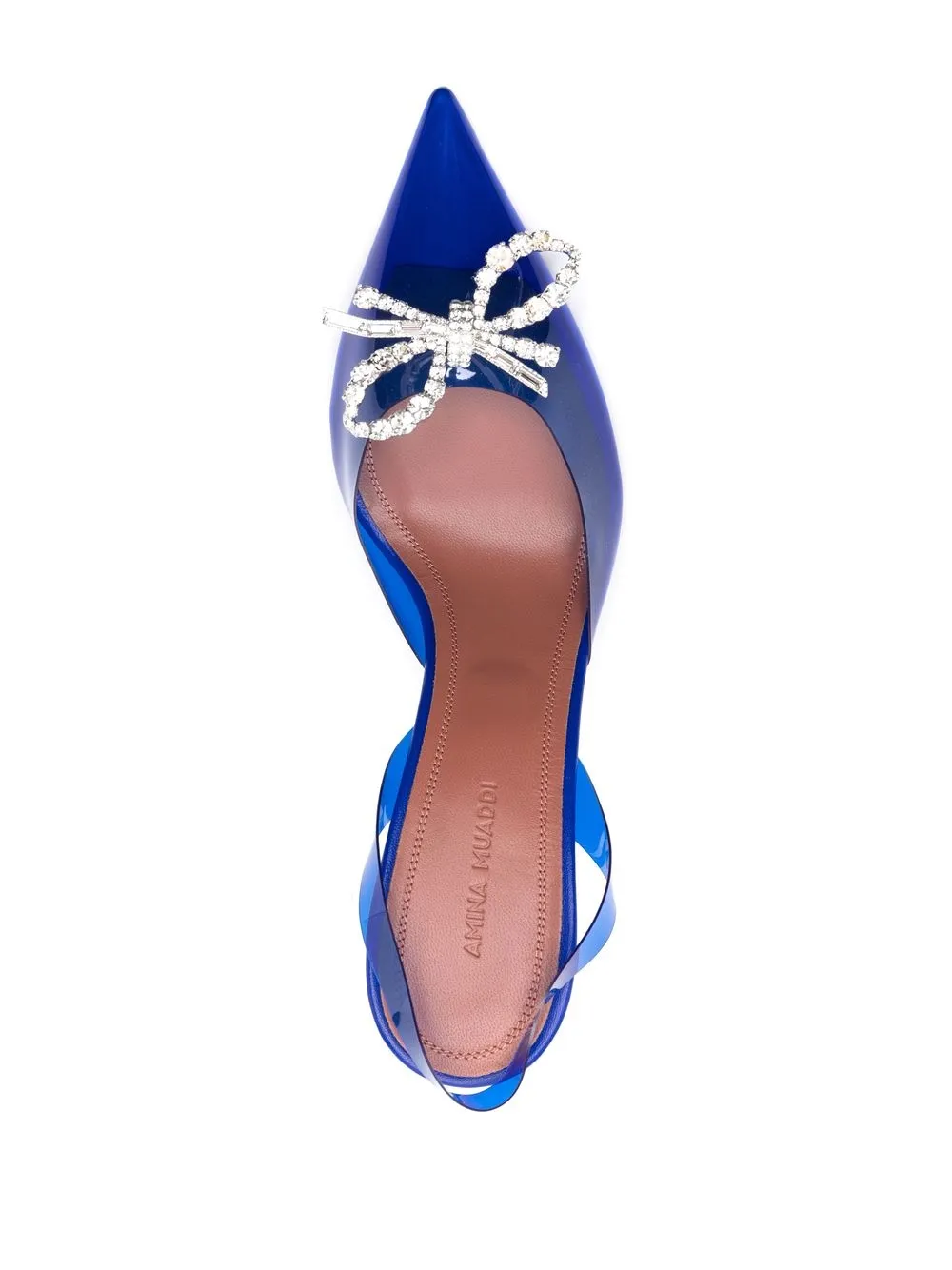 Amina Muaddi Blue Rosie 105 Crystal Singback Pumps In Blue