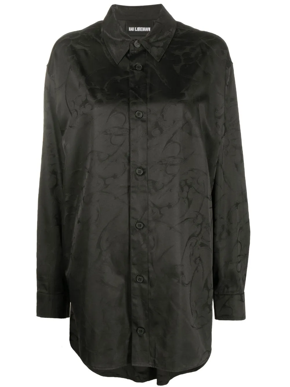 

Han Kjøbenhavn patterned-jacquard longline shirt - Black