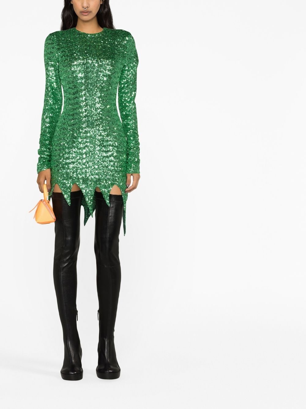 Shop Attico Sequin-embellished Minidress In Green