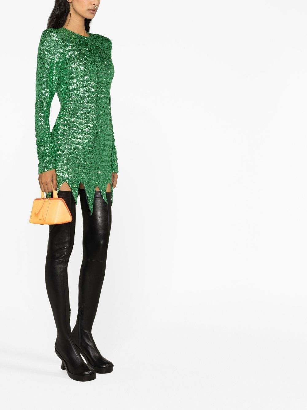 Shop Attico Sequin-embellished Minidress In Green