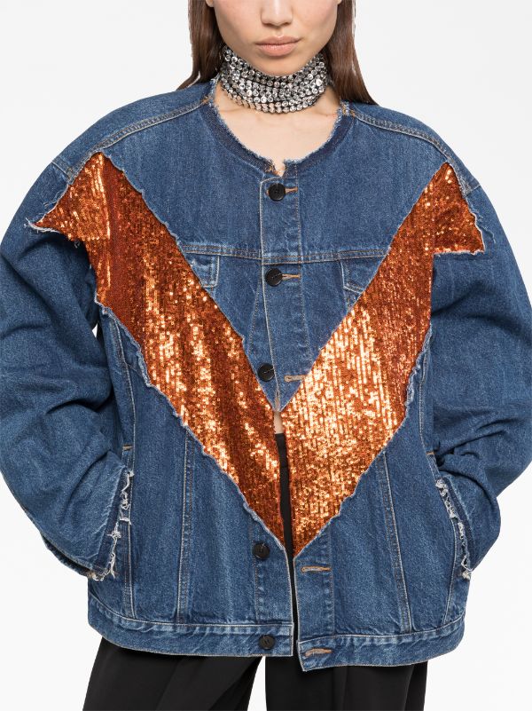 AZ FACTORY x Lutz Huelle Rene Giant V sequin-embellished Denim