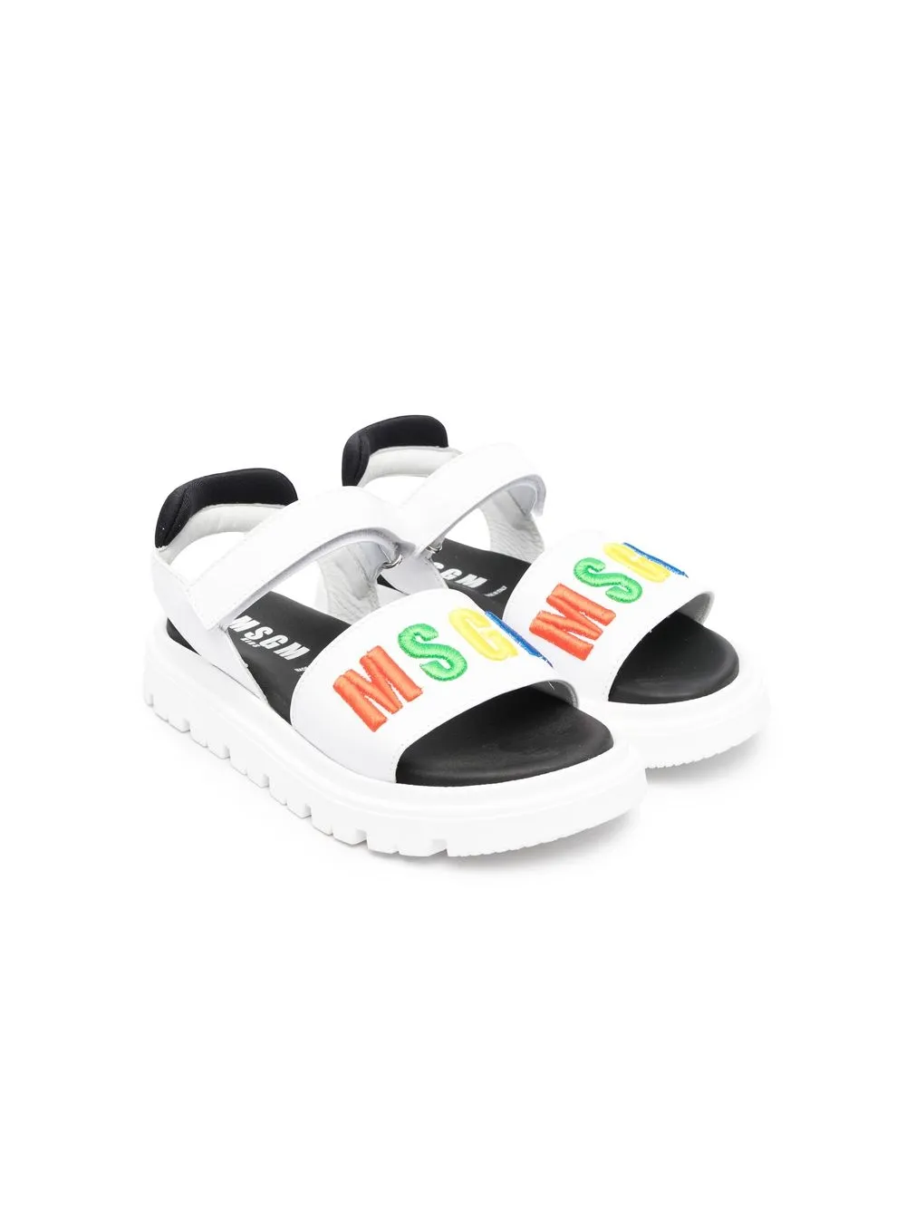 Msgm Kids' Touch-strap Sandals In White