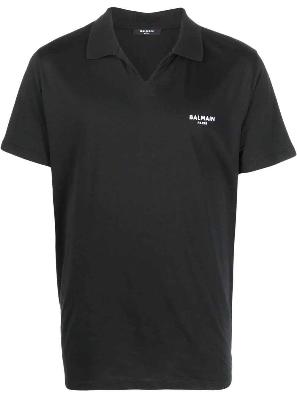 Shop Balmain Wingtip-collar Cotton T-shirt In Black