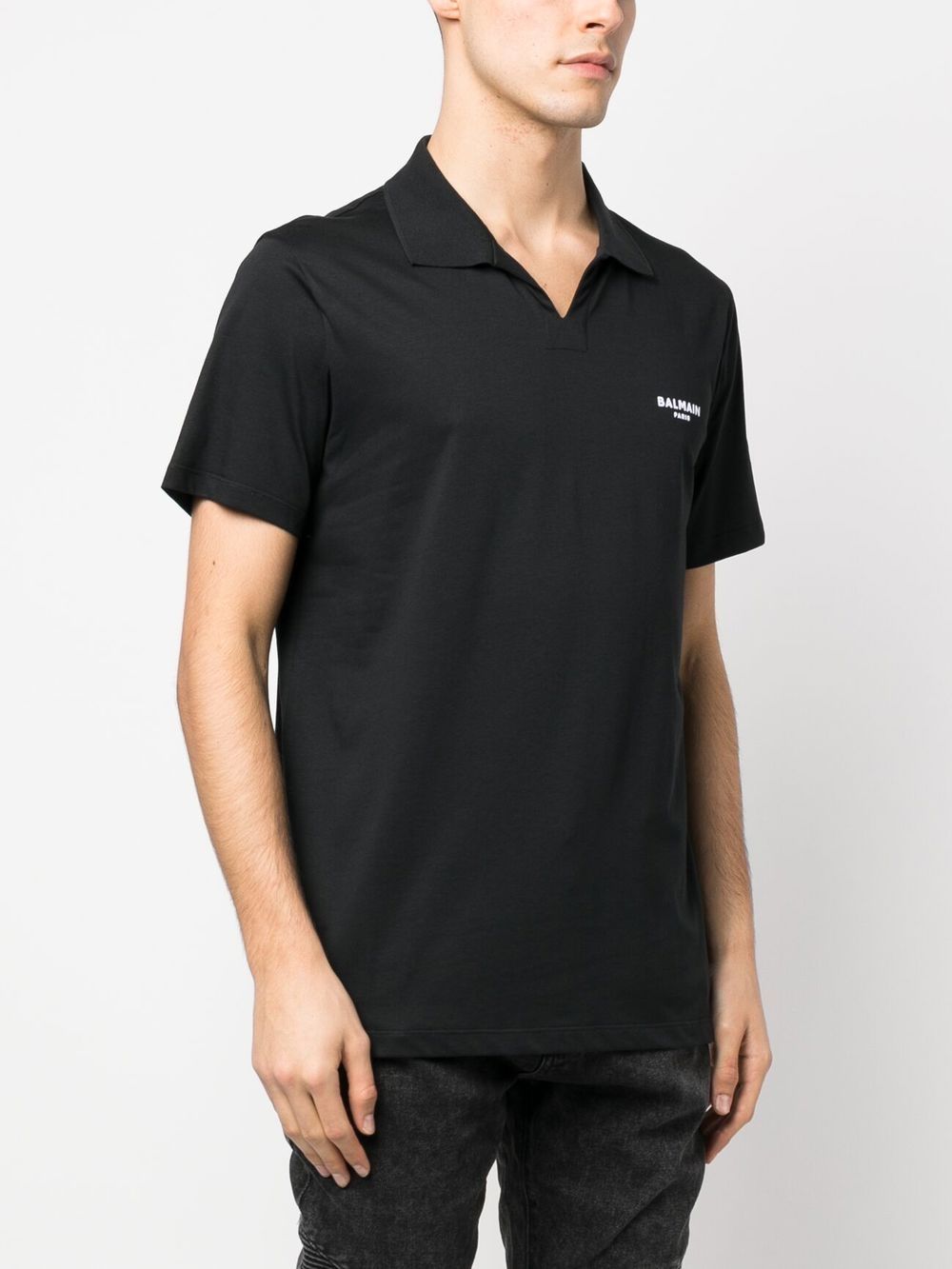 Shop Balmain Wingtip-collar Cotton T-shirt In Black