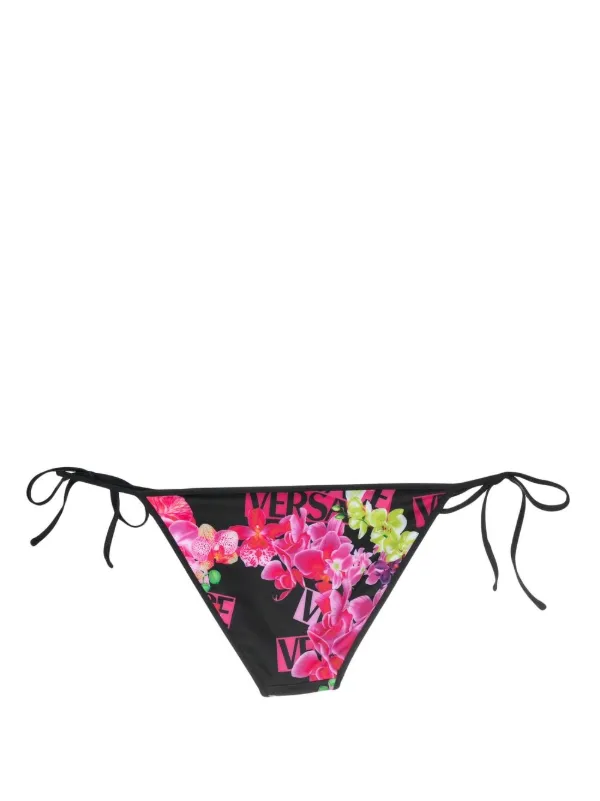 ビキニ Versace Floral-Print Bikini Bottoms Versace floral-print Bikini Bottoms | Black | FARFETCH BN