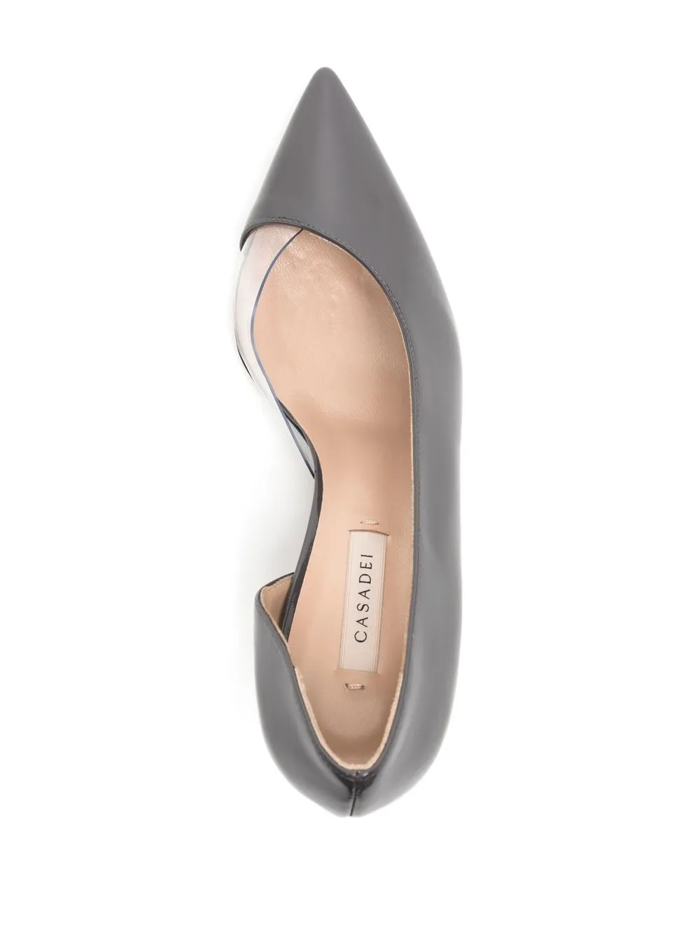 Shop Casadei Pointed-toe High-shine Finish Pumps In Grey