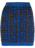 Balmain monogram-pattern miniskirt - Blue