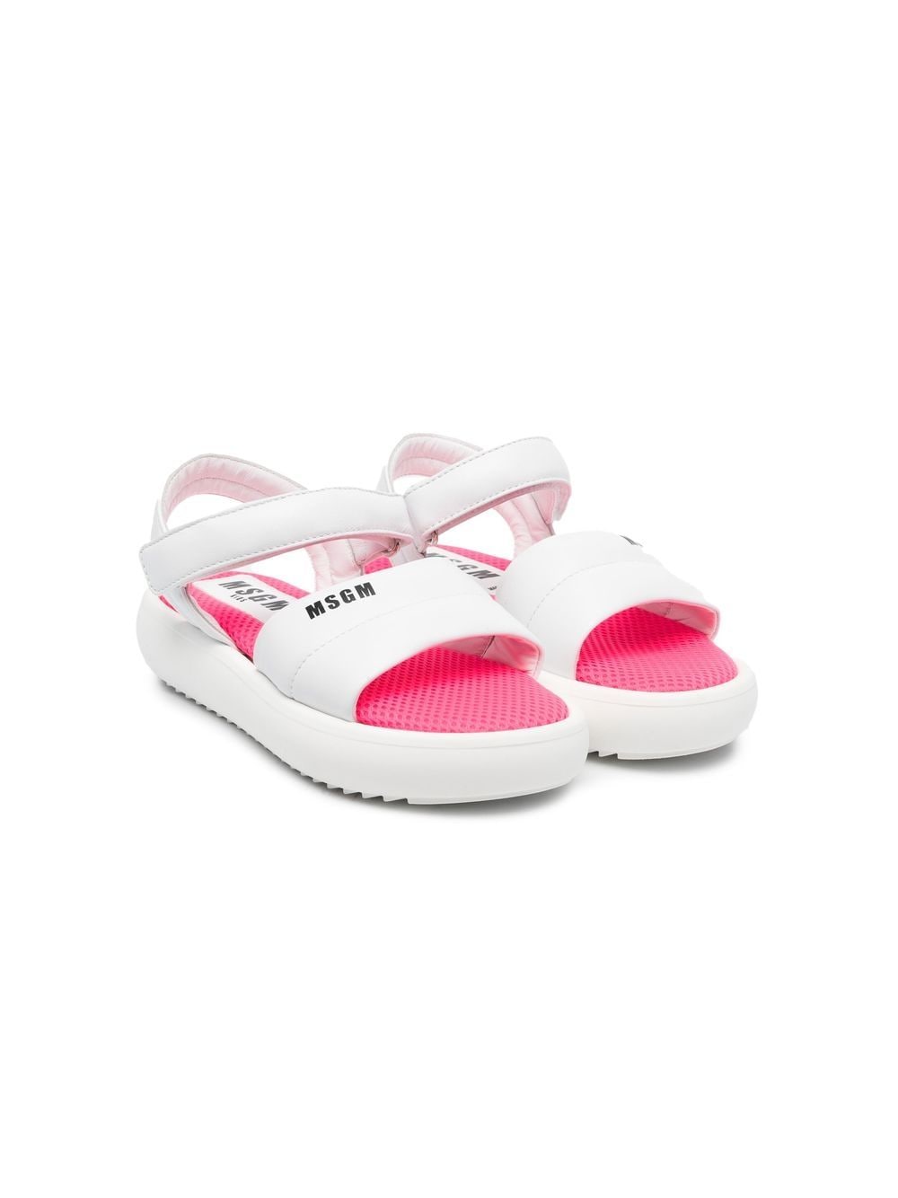 msgm kids sandales à logo imprimé - blanc