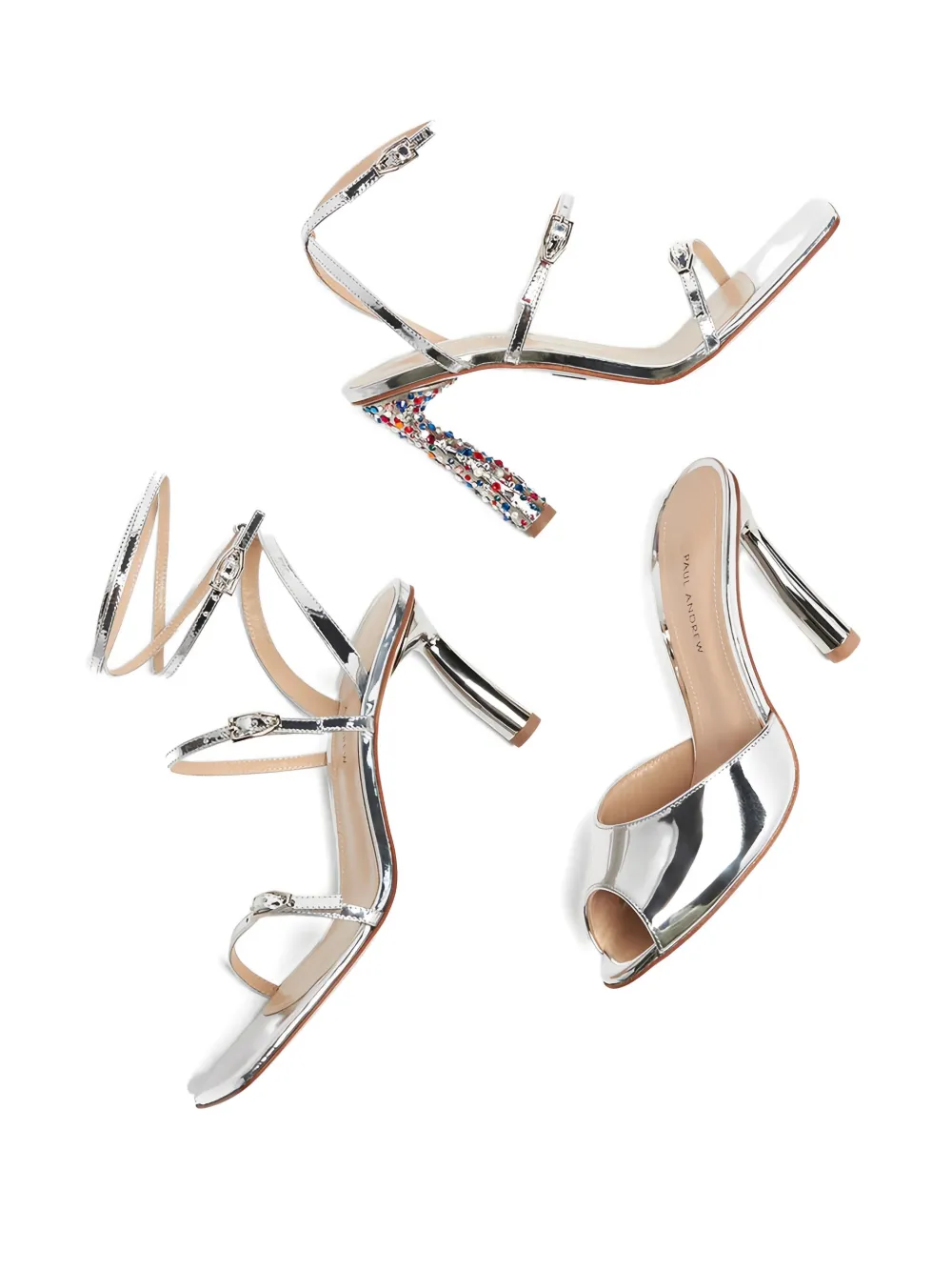 Paul Andrew 95mm Slinky Rhinestone-embellished Buckled Sandals In Multi