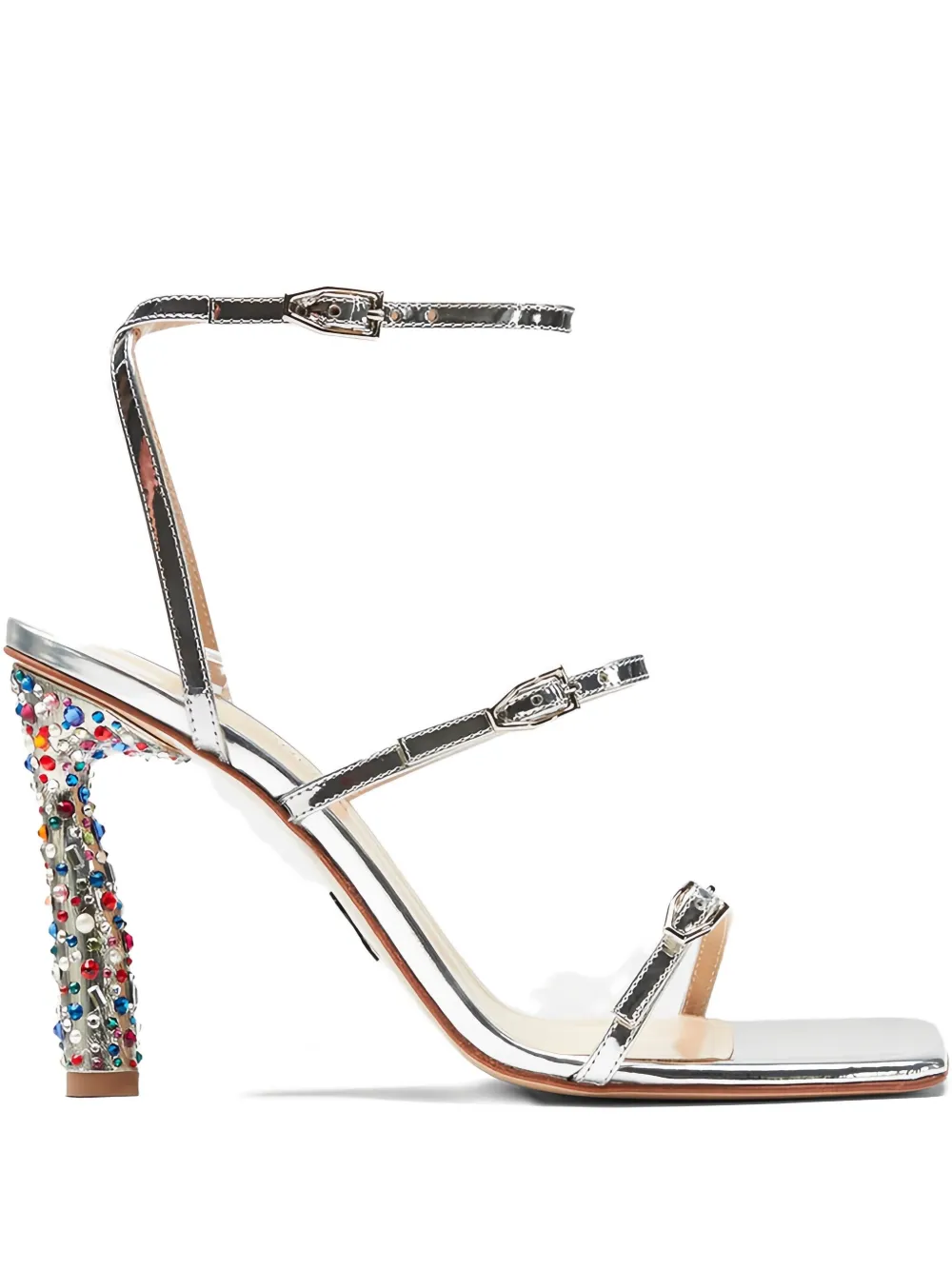 Paul Andrew 95mm Slinky Rhinestone-embellished Buckled Sandals In Multi