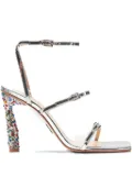 Paul Andrew 95mm Slinky rhinestone-embellished buckled sandals - Silver