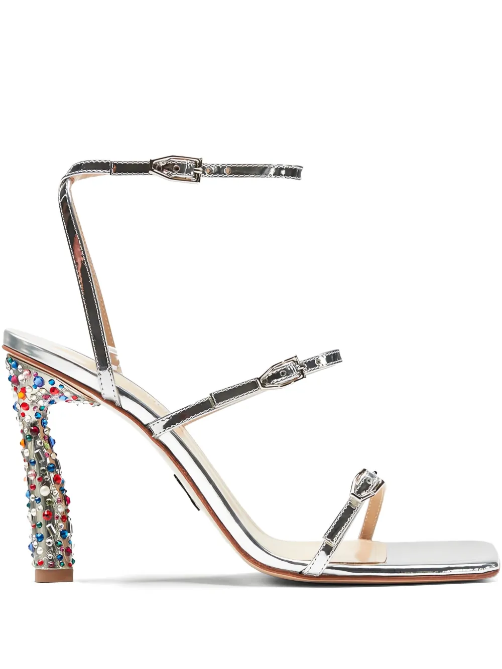 Paul Andrew 95mm Slinky rhinestone-embellished buckled sandals Silver