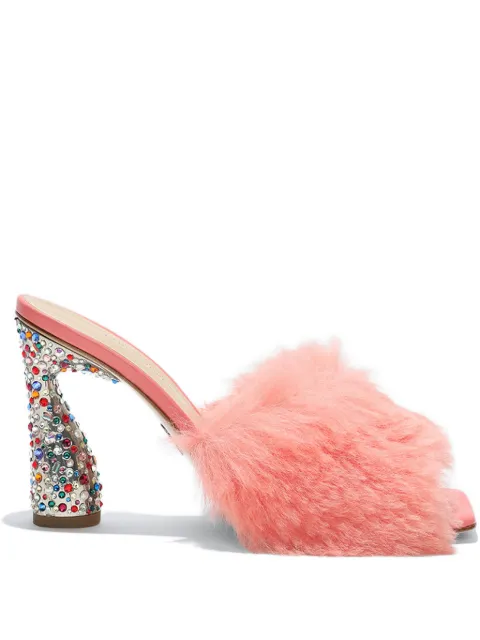 Paul Andrew 95mm Arc Fluffy embellished-heel sandals 