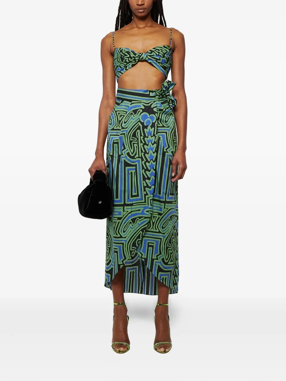 Johanna Ortiz Abstract-print Wrap Midi Skirt In Multi