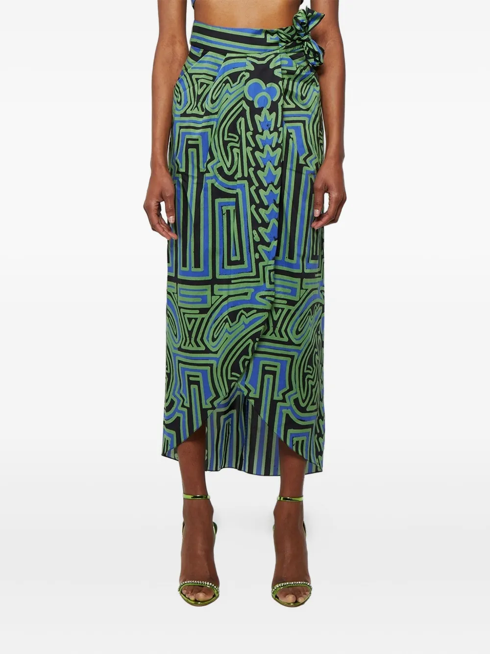 Johanna Ortiz Abstract-print Wrap Midi Skirt In Multi